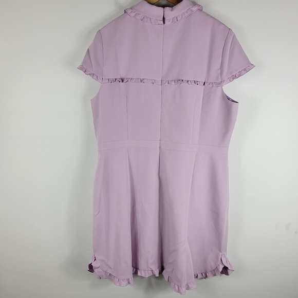 New Gal Meets Glam Emma Ruffle Peter Pan Collar Short Sleeve Sheath Dress Lilac - Picture 9 of 12